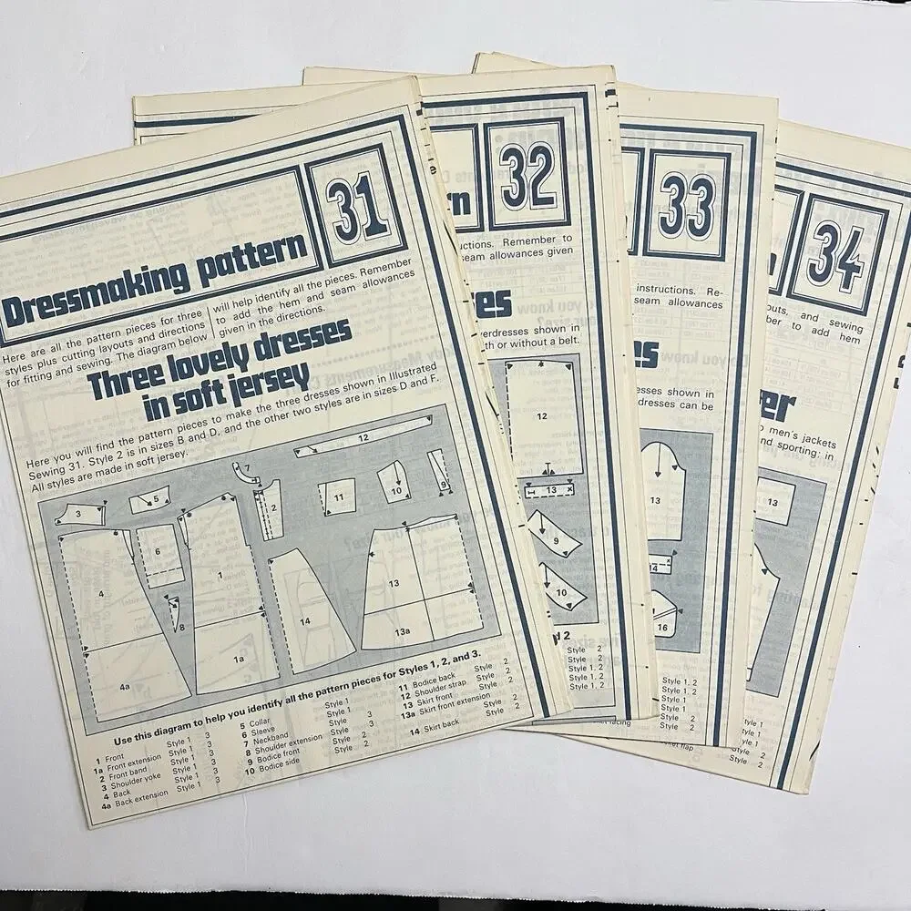 Vintage Designer Sewing Patterns Uncut Lot Of 4 Womens Dresses and Mens Jackets